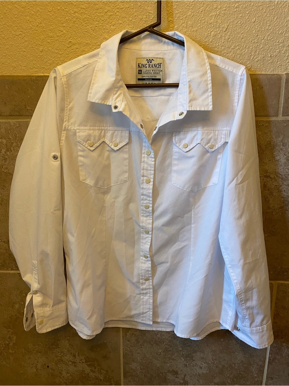 King Ranch Ladies Western Fishing Shirt - Size XL - White Long Sleeve
